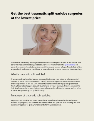 Get the best traumatic split earlobe surgeries at the lowest price