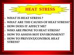 HEAT STRESS