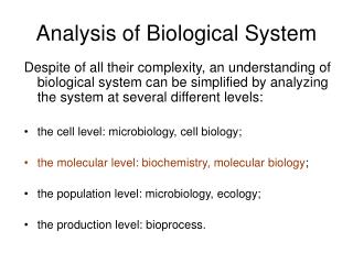Analysis of Biological System