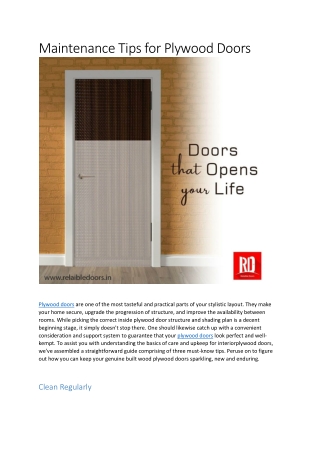 Buy Best Plywood Doors | Plywood Doors in Lucknow