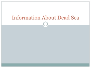 Information About Dead Sea