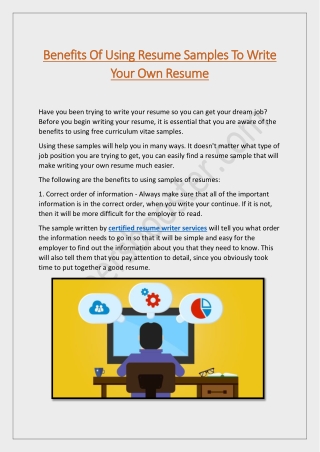 Benefits Of Using Resume Samples To Write Your Own Resume