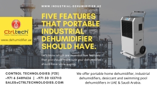 What are Five Features that portable Industrial dehumidifier should have?