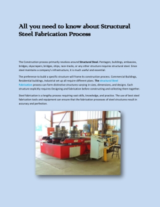 Structural Steel Fabrication Process