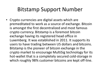 Bitstamp Support Number  1877765501