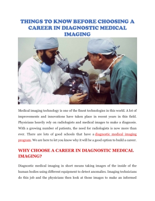 Diagnostic medical imaging program