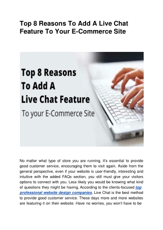 Top 8 Reasons To Add A Live Chat Feature To Your E-Commerce Site