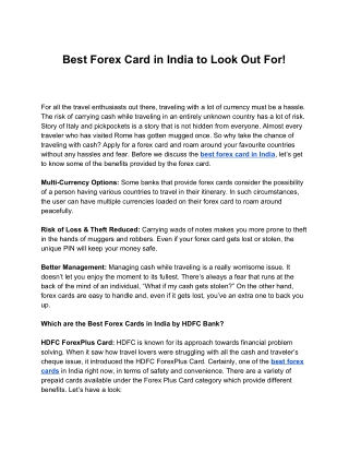 Best Forex Card in India to Look Out For!