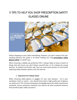 5 TIPS TO HELP YOU SHOP PRESCRIPTION SAFETY GLASSES ONLINE