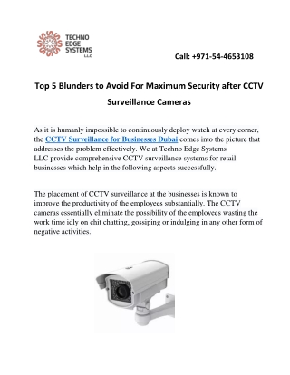 Top 5 Blunders to Avoid For Maximum Security after CCTV Surveillance Cameras