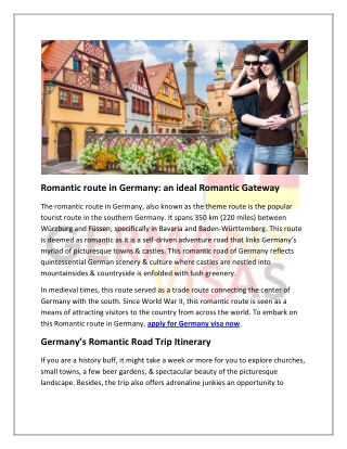 Explore Romantic route in Germany with Germany Schengen visa