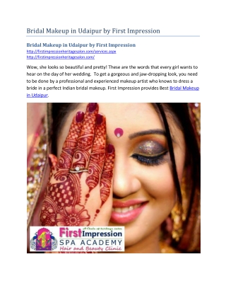 Bridal Makeup in Udaipur by First Impression