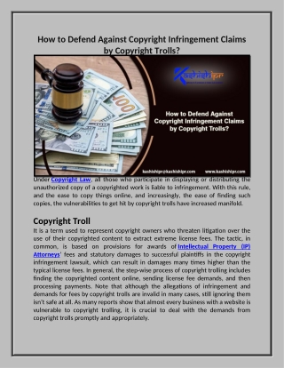 How to Defend Against Copyright Infringement Claims by Copyright Trolls?