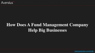 How Does A Fund Management Company Help Big Businesses?