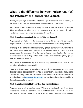 What is the difference between Polystyrene (ps) and Polypropylene (pp) Storage Cabinet?