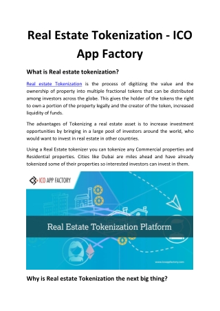 Real Estate Tokenization - ICO App Factory