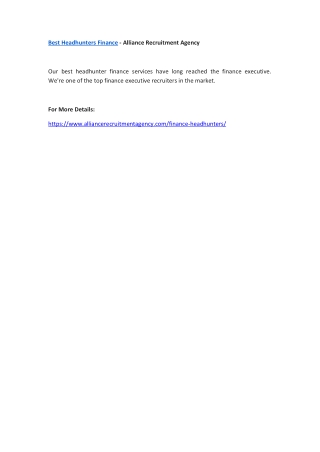 Best Headhunters Finance - Alliance Recruitment Agency