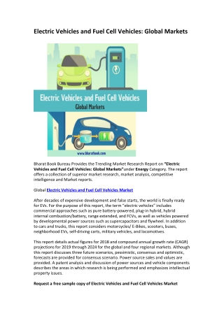 Electric Vehicles and Fuel Cell Vehicles: Global Markets