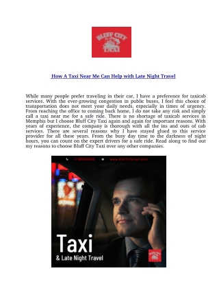 How A Taxi Near Me Can Help with Late Night Travel