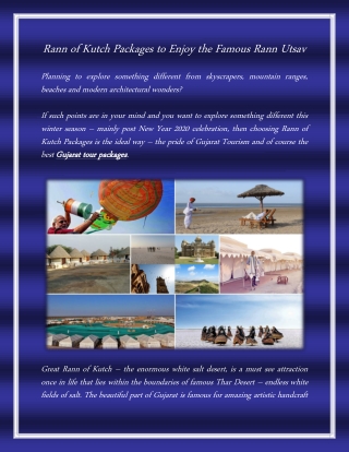 Rann of Kutch Packages to Enjoy the Famous Rann Utsav