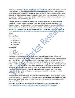 Medium Chain Triglycerides (MCT) Market Size, Key Players, Industry Growth Analysis and Forecast to 2026