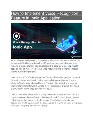 How to Implement Voice Recognition Feature in Ionic Application