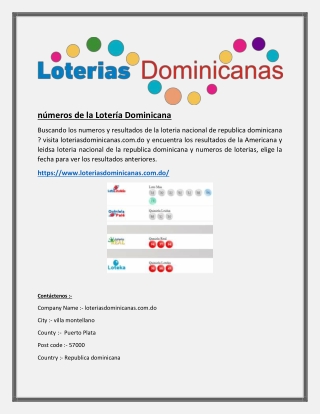 números de la Lotería Dominicana