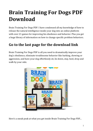 Brain Training For Dogs PDF Download