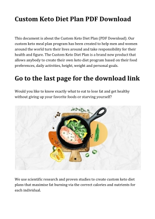 Custom Keto Diet Plan PDF Download