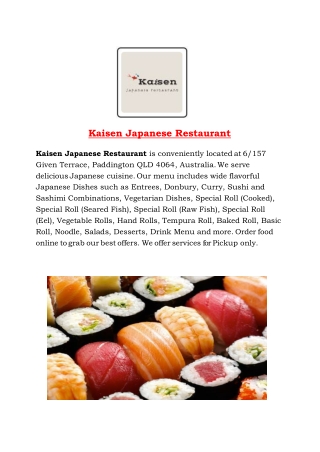 5% Off - Kaisen Japanese Restaurant Paddington, QLD