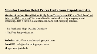 Monitor London Hotel Prices Daily from TripAdvisor-UK