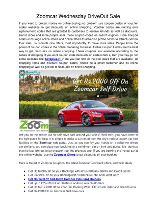 Zoomcar Wednesday DriveOut Sale