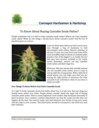 To Know About Buying Cannabis Seeds Online?