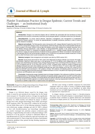 Platelet Transfusion Practice in Dengue Epidemic; Current Trends and Challenges – an Institutional Study