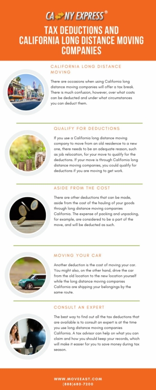 Tax Deductions and California Long Distance Moving Companies