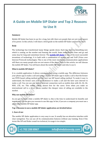 A Guide on Mobile SIP Dialer and Top 2 Reasons to Use It