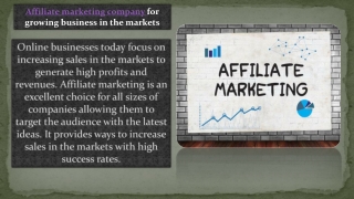 Affiliate marketing company for growing business in the markets