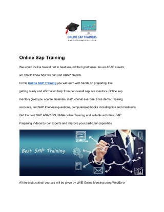 Best SAP Online Training India