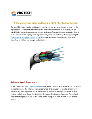 Fiber Optic Splicing Companies In UAE | Fiber Optic Cabling Dubai