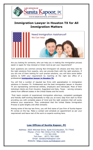 Immigration Lawyer in Houston TX for All Immigration Matters