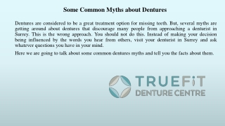 Some Common Myths about Dentures