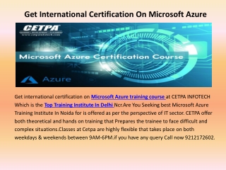 Get Certification On Microsoft Azure Training At CETPA