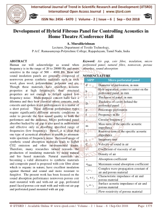 Development of Hybrid Fibrous Panel for Controlling Acoustics in Home Theatre Conference Hall