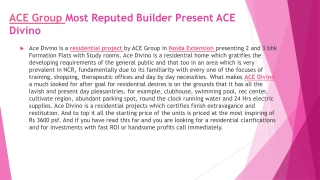 ACE Group Most Reputed Builder Present ACE Divino 2/3 Bhk Apartments
