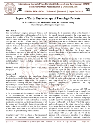 Impact of Early Physiotherapy of Paraplegic Patients