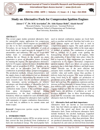 Study on Alternative Fuels for Compression Ignition Engines