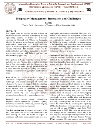 Hospitality Management Innovation and Challenges