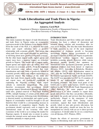 Trade Liberalization and Trade Flows in Nigeria An Aggregated Analysis