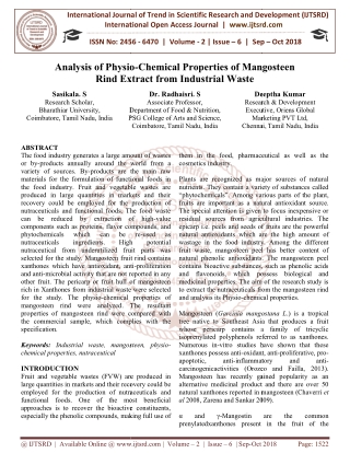 Analysis of Physio Chemical Properties of Mangosteen Rind Extract from Industrial Waste