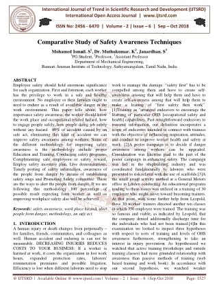 Comparative Study of Safety Awareness Techniques